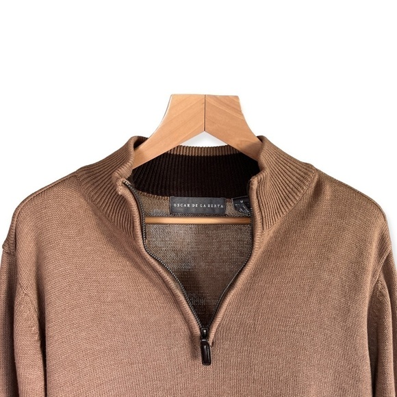 Oscar de la Renta Men’s Tan Quarter Zip Sweater, Size Medium - Picture 2 of 9
